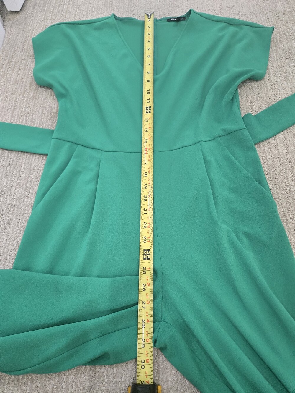 Express Emerald Green V-Neck Tie-Waist Jumpsuit - Picture 11 of 12